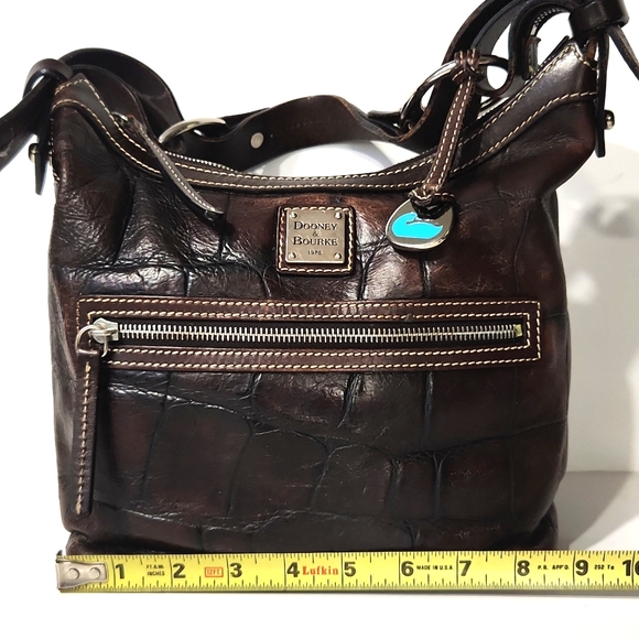 VTG Dooney & Bourke Leather Croc Embossed Espresso Brown Shoulder Bag J7574008 - Picture 10 of 16